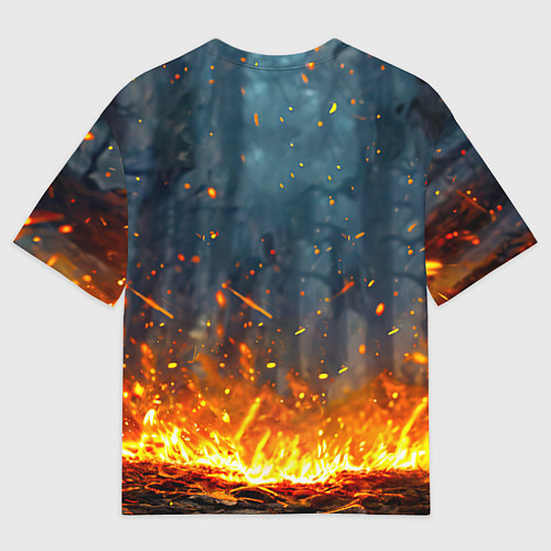 Мужская футболка оверсайз Лось в огне / 3D-принт – фото 2