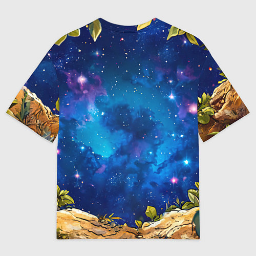 Мужская футболка оверсайз Обезьянка в звездную ночь / 3D-принт – фото 2
