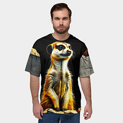 Футболка оверсайз мужская Сурикат на черном, цвет: 3D-принт — фото 2