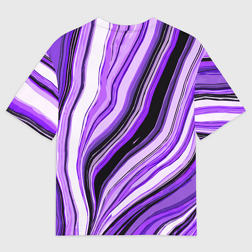 Мужская футболка оверсайз Волнистые вертикальные чёрно-фиолетовые полосы / 3D-принт – фото 2