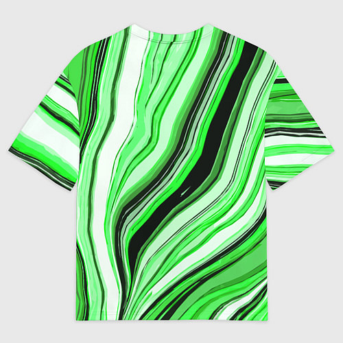 Мужская футболка оверсайз Волнистые вертикальные чёрно-зелёные полосы / 3D-принт – фото 2