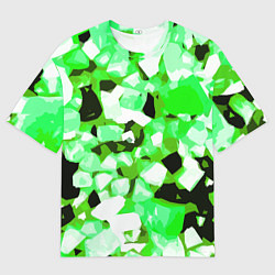 Футболка оверсайз мужская Green and white abstraction on a black background, цвет: 3D-принт