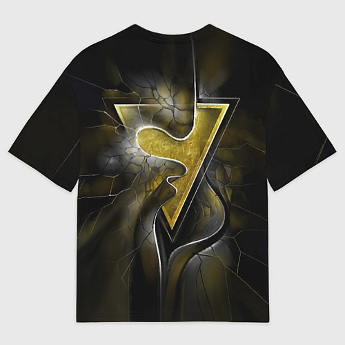 Мужская футболка оверсайз Золотой треугольник под стеклянной вуалью с волнам / 3D-принт – фото 2