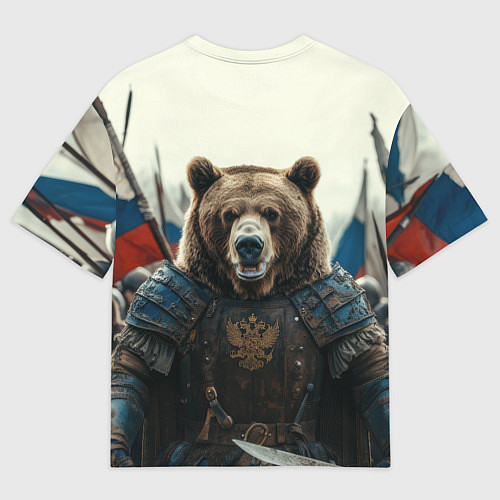 Мужская футболка оверсайз Русский воин медведь / 3D-принт – фото 2