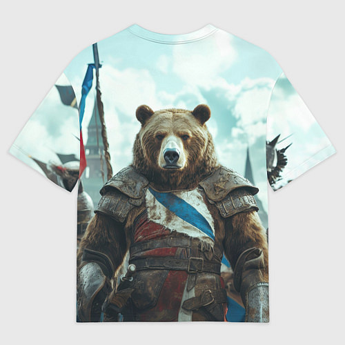 Мужская футболка оверсайз Медведь русский воин / 3D-принт – фото 2