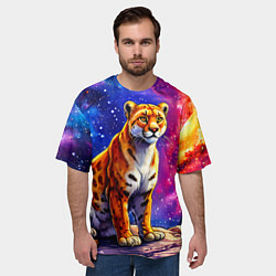 Футболка оверсайз мужская Пума и звездное небо, цвет: 3D-принт — фото 2