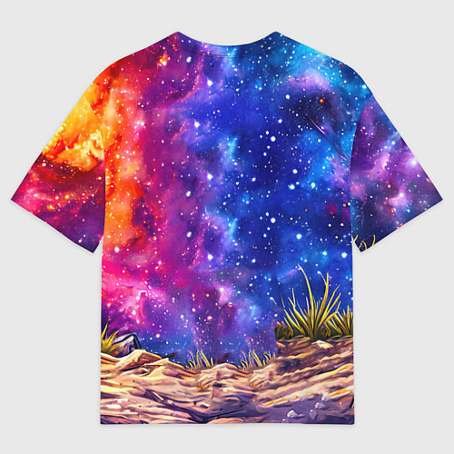 Мужская футболка оверсайз Пума и звездное небо / 3D-принт – фото 2
