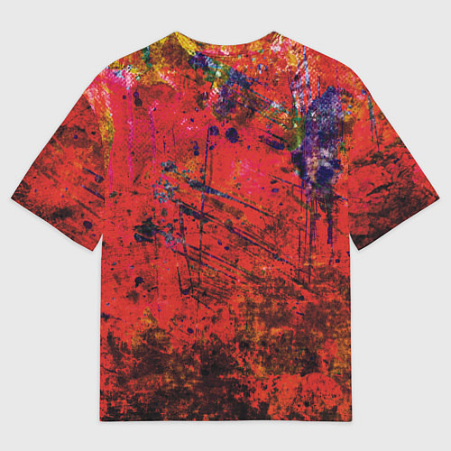 Мужская футболка оверсайз Абстракция - dark red grunge / 3D-принт – фото 2