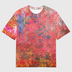 Футболка оверсайз мужская Абстракция - red yellow grunge, цвет: 3D-принт