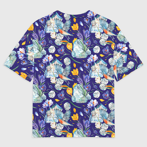 Мужская футболка оверсайз Крокусы и зяблик во льдах / 3D-принт – фото 2