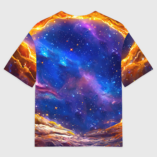 Мужская футболка оверсайз Львенок в звездную ночь / 3D-принт – фото 2