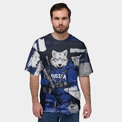 Футболка оверсайз мужская Русский вооруженный волк, цвет: 3D-принт — фото 2