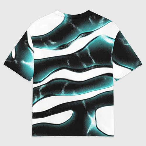 Мужская футболка оверсайз Абстрактный черно-зеленый камуфляж / 3D-принт – фото 2