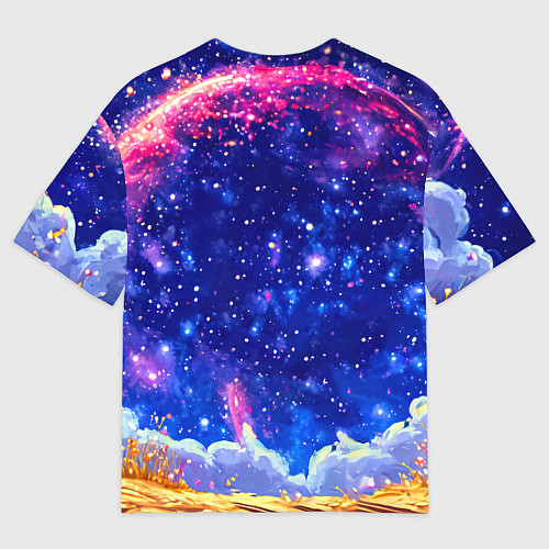 Мужская футболка оверсайз Лама и звездное небо / 3D-принт – фото 2