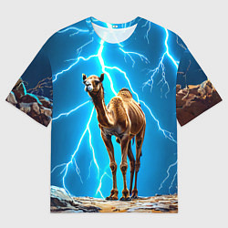 Мужская футболка оверсайз Верблюд и удар молнии