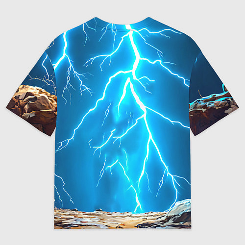 Мужская футболка оверсайз Верблюд и удар молнии / 3D-принт – фото 2