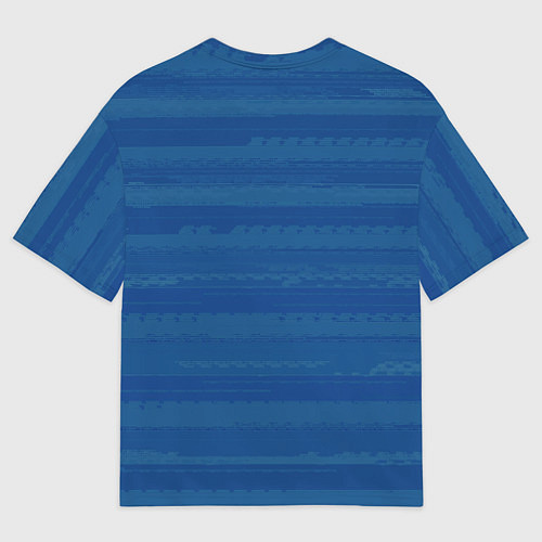 Мужская футболка оверсайз Тёмный серо-синий полосатый / 3D-принт – фото 2