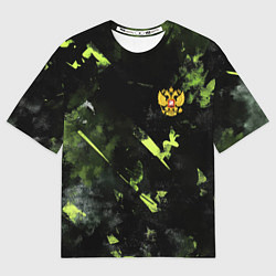 Футболка оверсайз мужская Зеленая краска в виде камуфляжа, цвет: 3D-принт