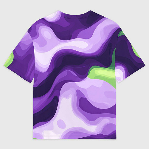 Мужская футболка оверсайз Фиолетовый камуфляж Россия / 3D-принт – фото 2