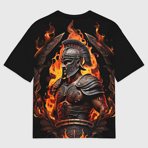 Мужская футболка оверсайз Гладиатор пламени огня / 3D-принт – фото 2