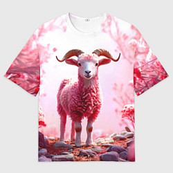 Мужская футболка оверсайз Козел в розовом