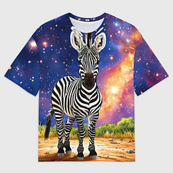 Футболка оверсайз мужская Зебра в звездную ночь, цвет: 3D-принт