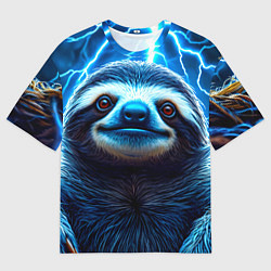 Мужская футболка оверсайз Ленивец в разрядах молний