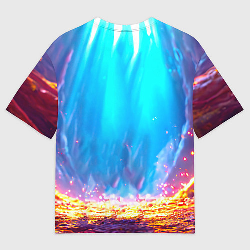 Мужская футболка оверсайз Лама в неоновых лучах / 3D-принт – фото 2