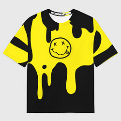 Мужская футболка оверсайз Нирвана потёки краски