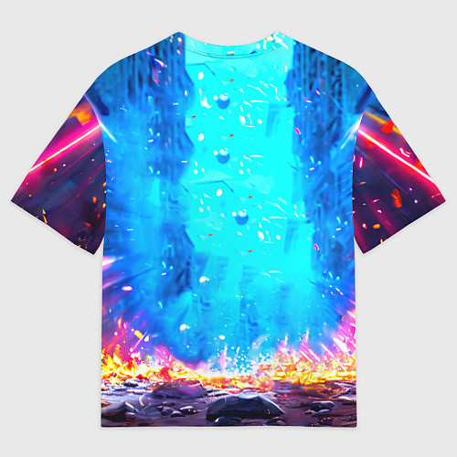 Мужская футболка оверсайз Лошадь в ярких лучах / 3D-принт – фото 2