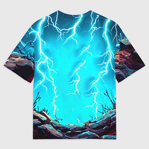 Мужская футболка оверсайз Корова в разрядах молнии / 3D-принт – фото 2