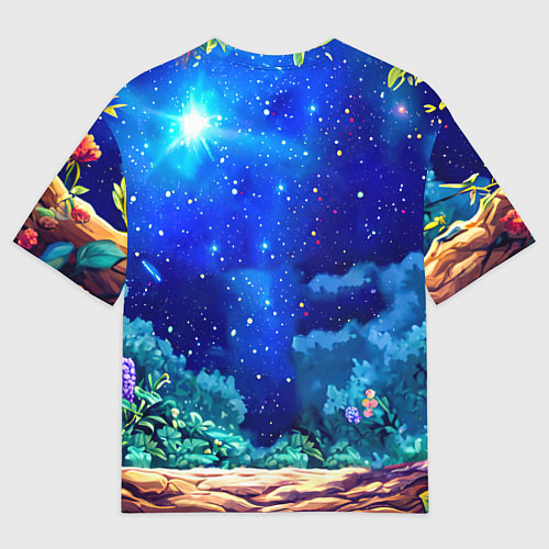 Мужская футболка оверсайз Ягуар в звездную ночь / 3D-принт – фото 2