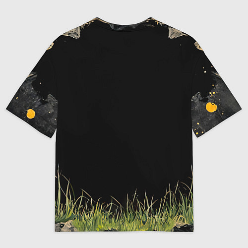 Мужская футболка оверсайз Жираф на черном / 3D-принт – фото 2