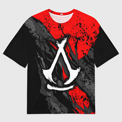 Мужская футболка оверсайз Assassins creed: shadows - белый логотип