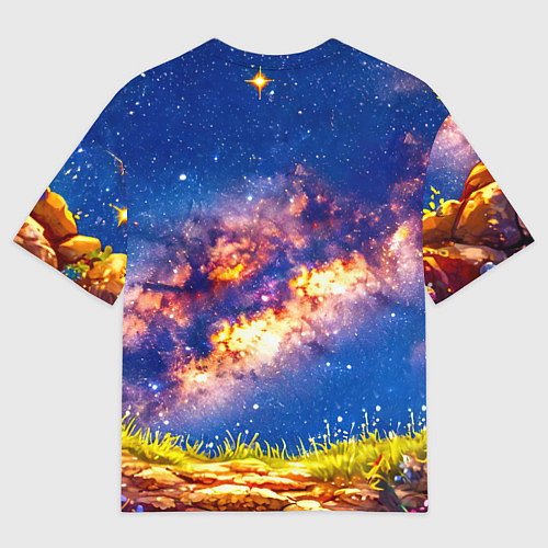 Мужская футболка оверсайз Ослик и звездное небо / 3D-принт – фото 2