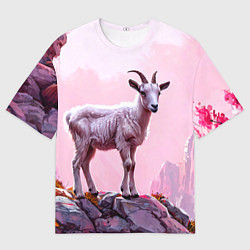 Футболка оверсайз мужская Козлик в розовом свете, цвет: 3D-принт