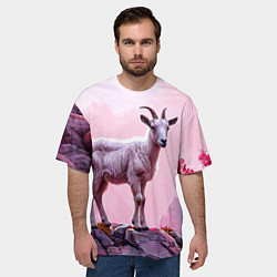 Футболка оверсайз мужская Козлик в розовом свете, цвет: 3D-принт — фото 2