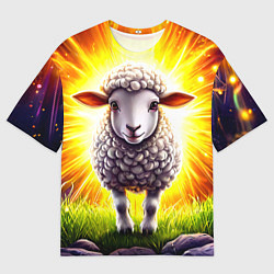 Футболка оверсайз мужская Овечка в ярких лучах, цвет: 3D-принт