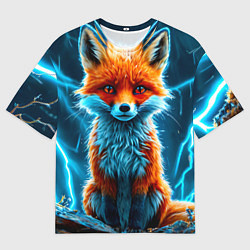 Мужская футболка оверсайз Лиса и молния