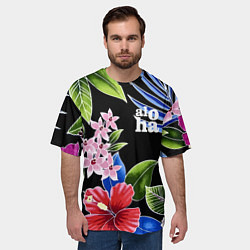 Футболка оверсайз мужская Tropical flowers - aloha, цвет: 3D-принт — фото 2