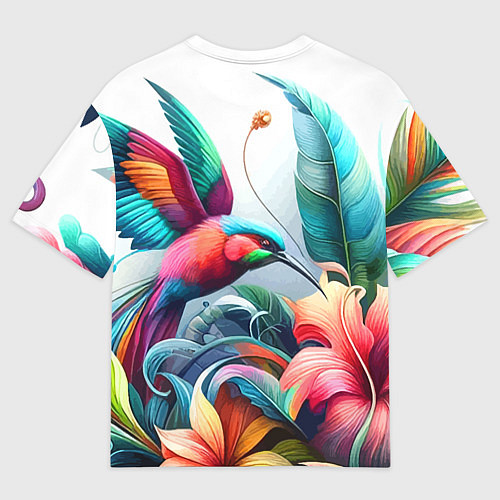 Мужская футболка оверсайз Райская птица - тропики / 3D-принт – фото 2