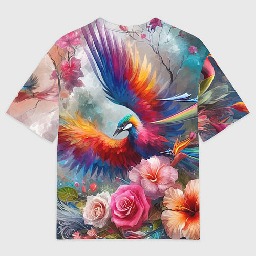 Мужская футболка оверсайз Тропическая птица / 3D-принт – фото 2