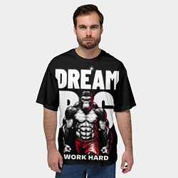 Футболка оверсайз мужская Dream big - work hard monkey, цвет: 3D-принт — фото 2