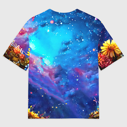 Мужская футболка оверсайз Енот в звездную ночь / 3D-принт – фото 2