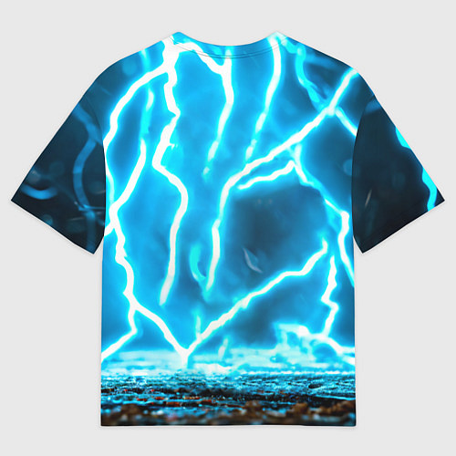 Мужская футболка оверсайз Черный ворон в разрядах молнии / 3D-принт – фото 2