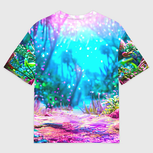 Мужская футболка оверсайз Пеликан в сказачном лесу / 3D-принт – фото 2