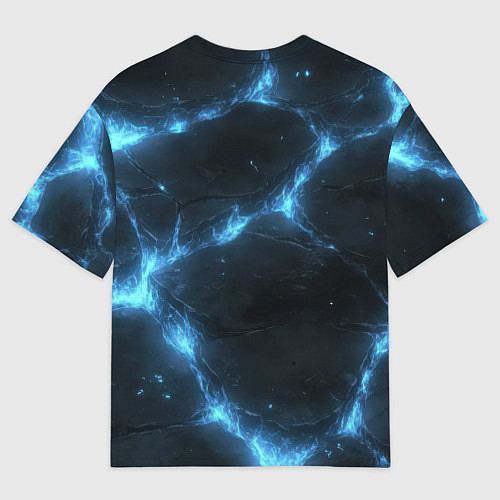 Мужская футболка оверсайз Синий свет из черной плиты / 3D-принт – фото 2