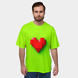Футболка оверсайз мужская Пиксельное красное сердечко, цвет: 3D-принт — фото 2