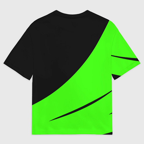 Мужская футболка оверсайз Чёрный с зелёным двуцветный / 3D-принт – фото 2