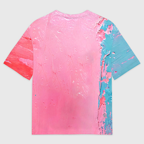 Мужская футболка оверсайз Дятел на розовой стене / 3D-принт – фото 2